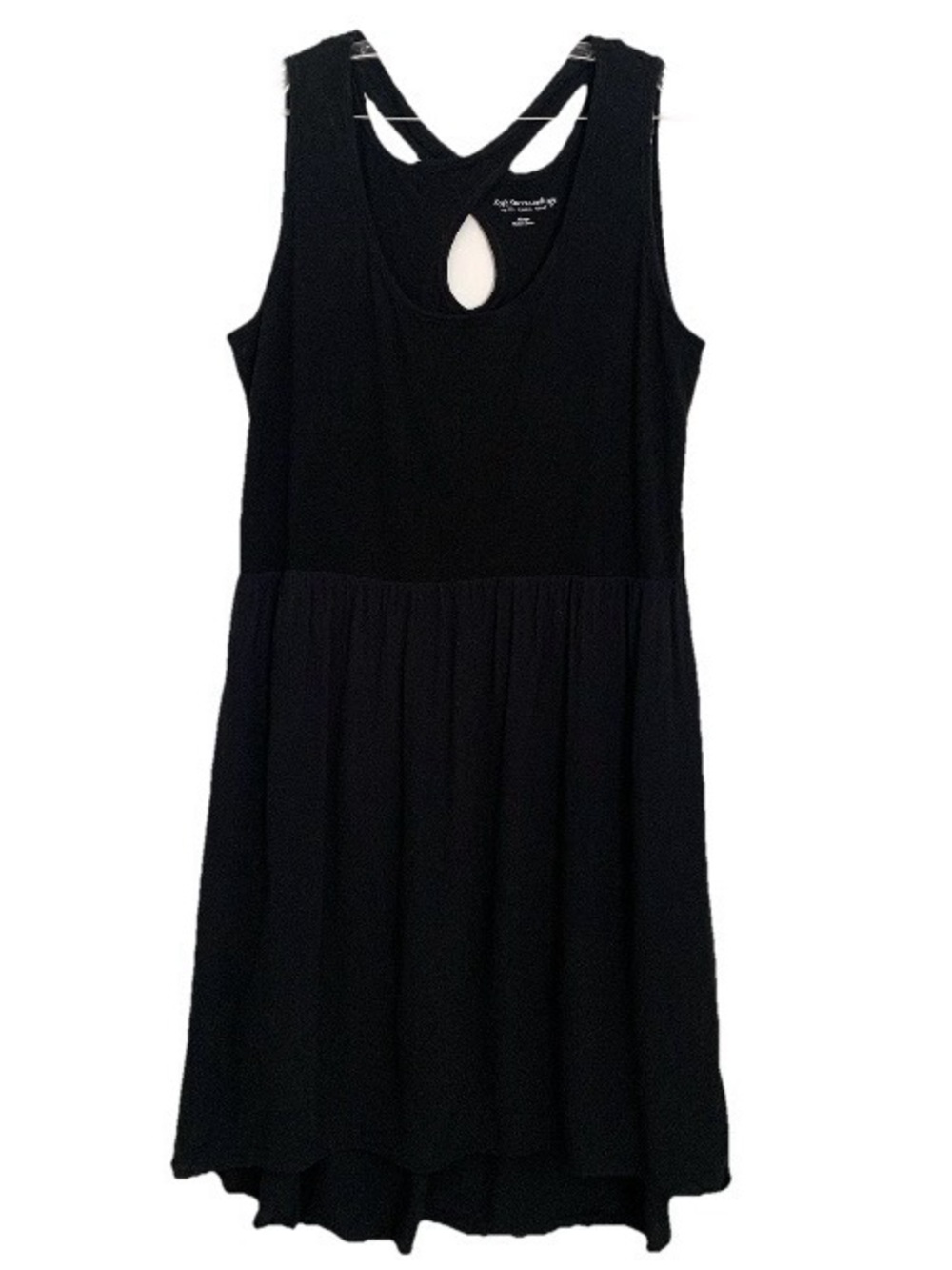 Soft Surroundings Tank Dress Summer Black Crisscross Back Sleeveless XL Stretch